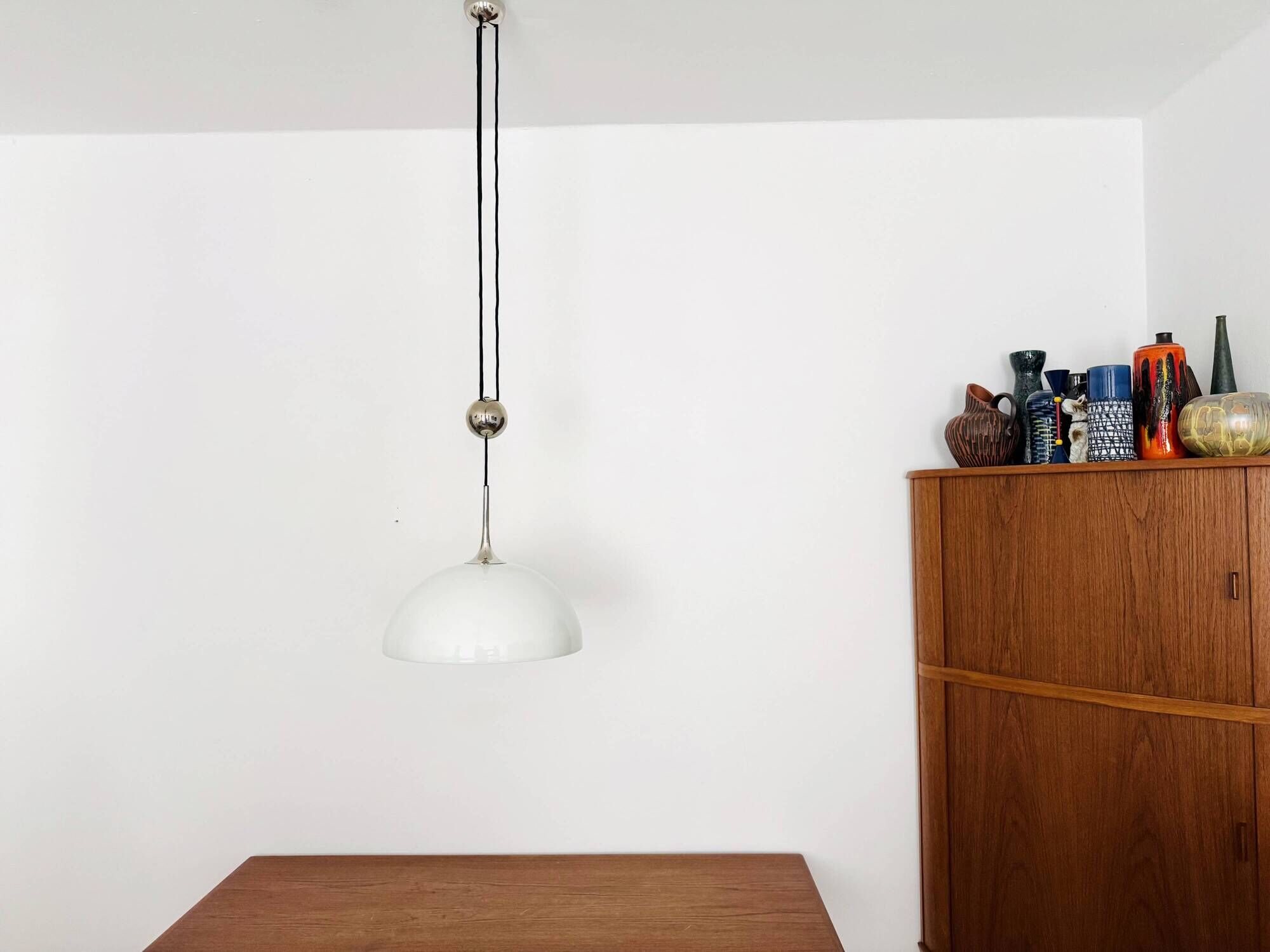 Adjustable Posa Pendant Lamp with Porcelain Shade by Florian Schulz