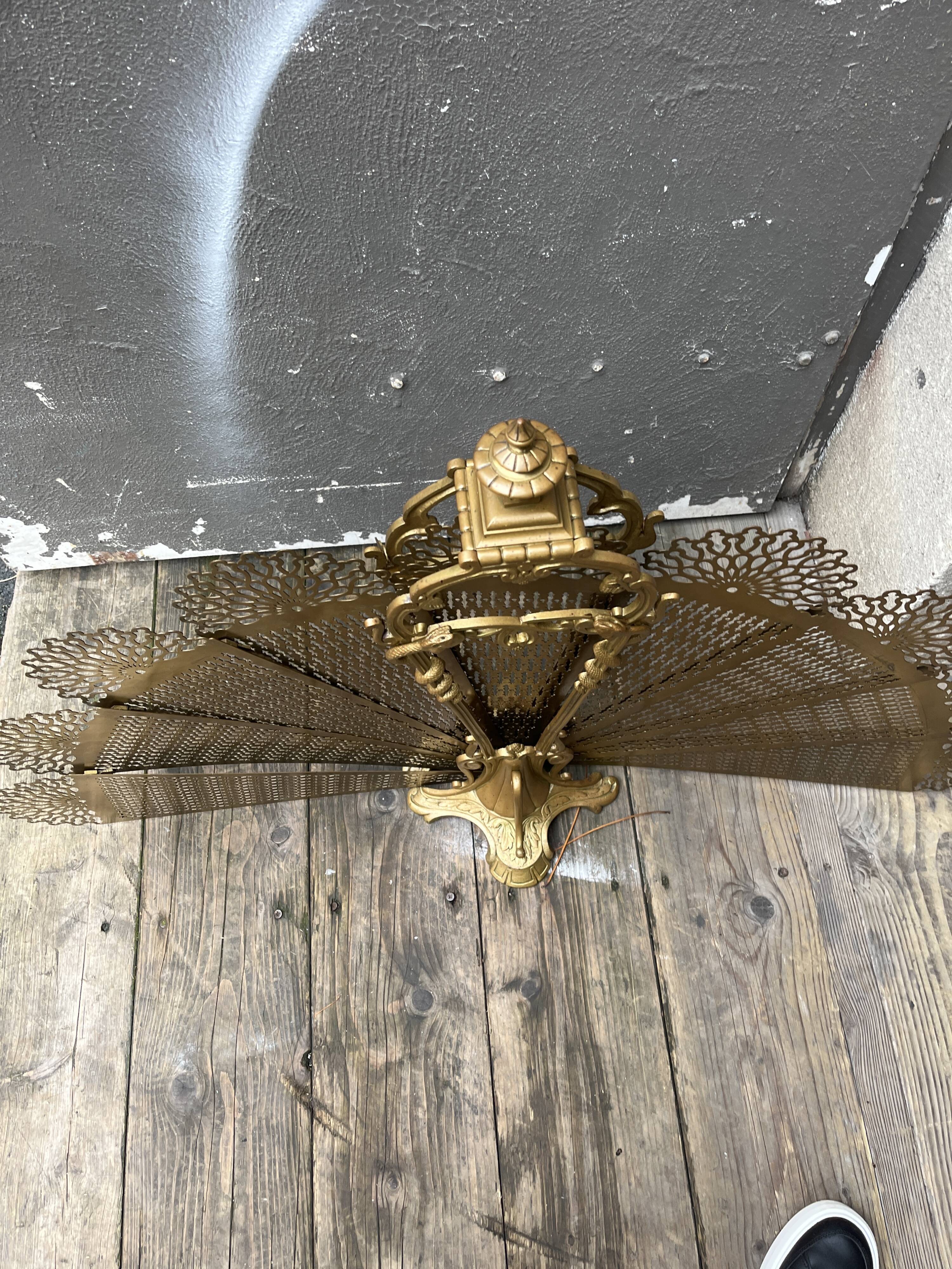 Fire screen fireplace fan bronze snake model