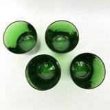 4 verres gobelets en verre vert émeraude, 1970