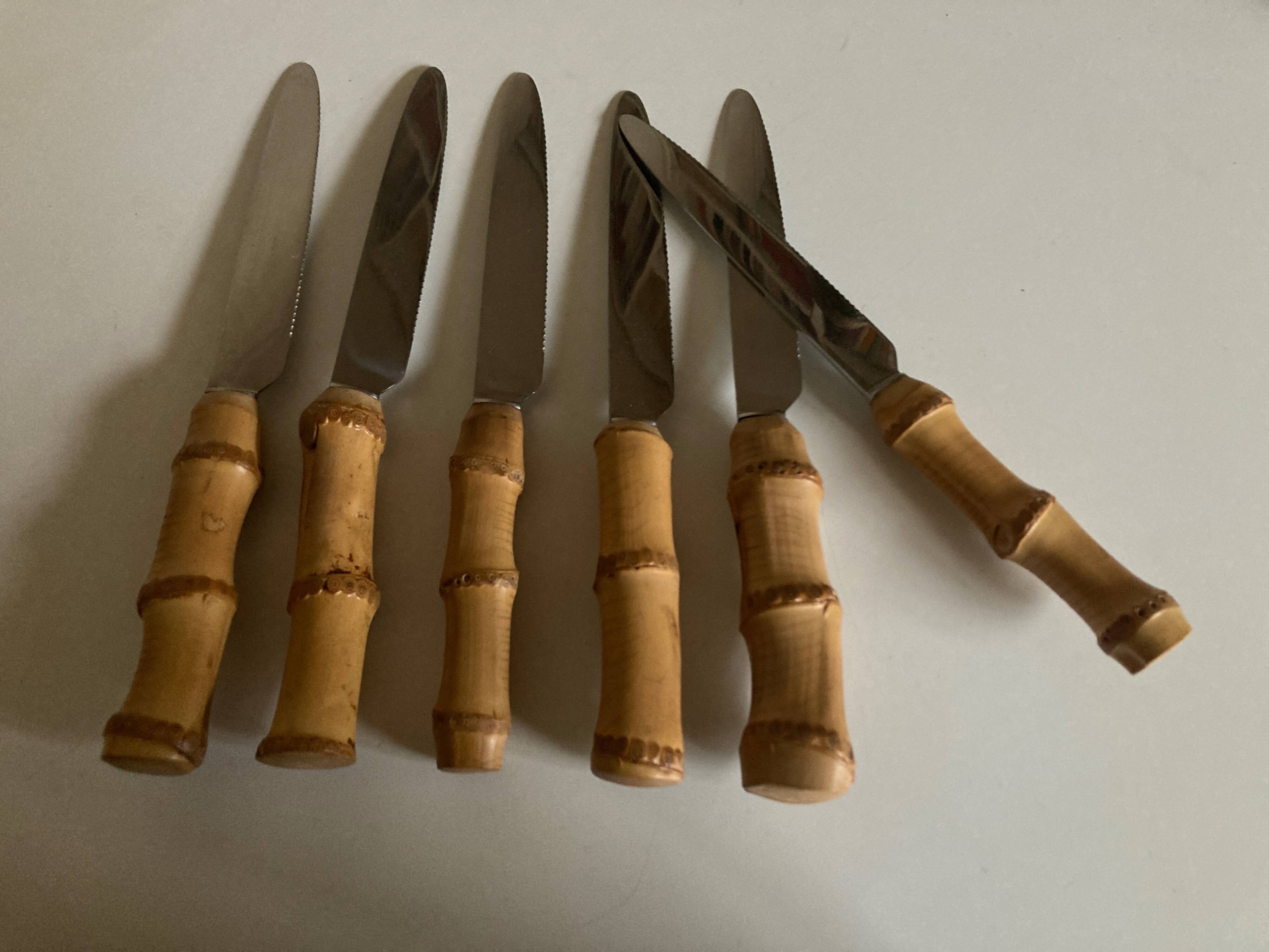 Set of 6 Riviera 1960 bamboo table knives