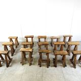 Vintage oak stools, 1970