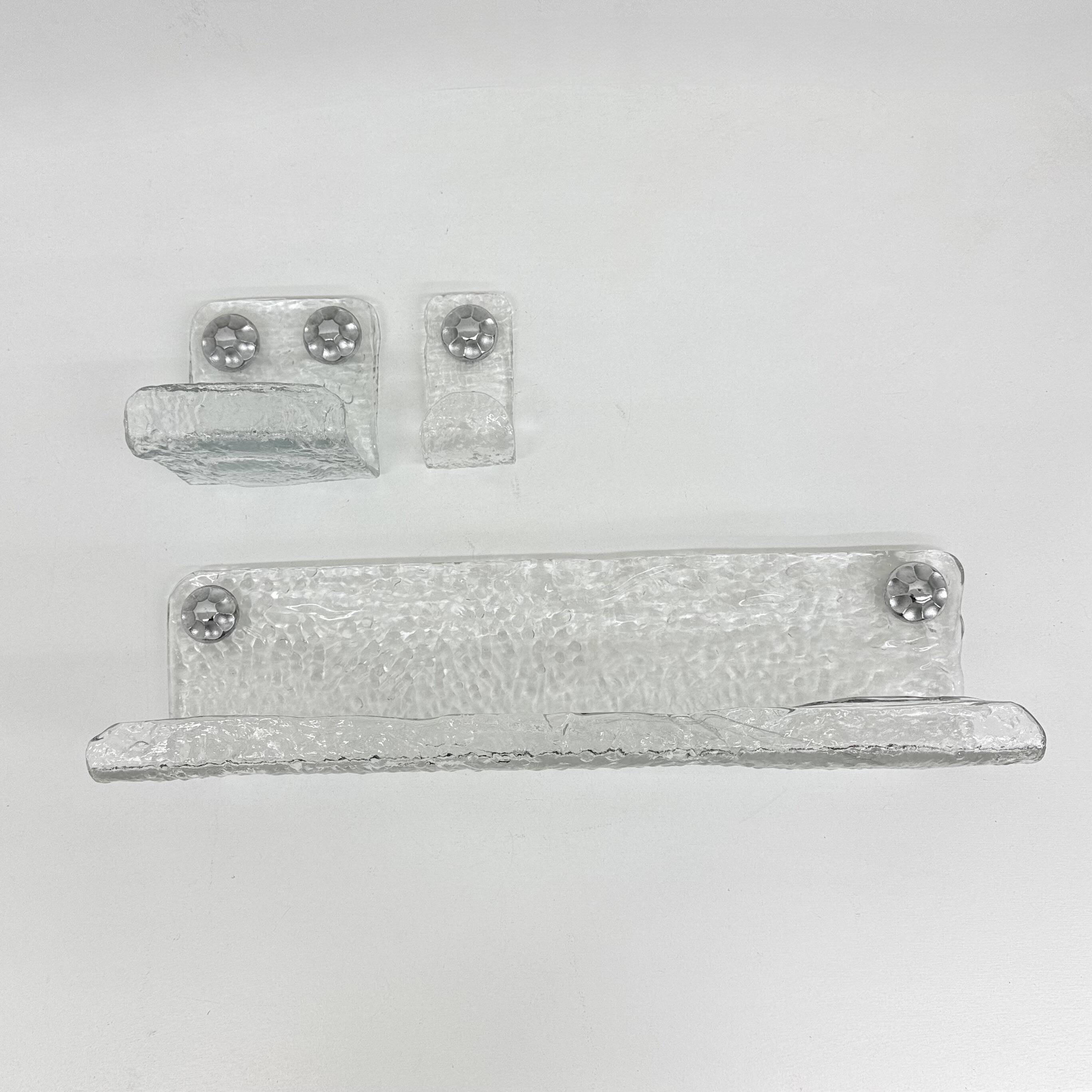 Set of Grohe ice glass bathroom set towel hanger, soap tray and plateau