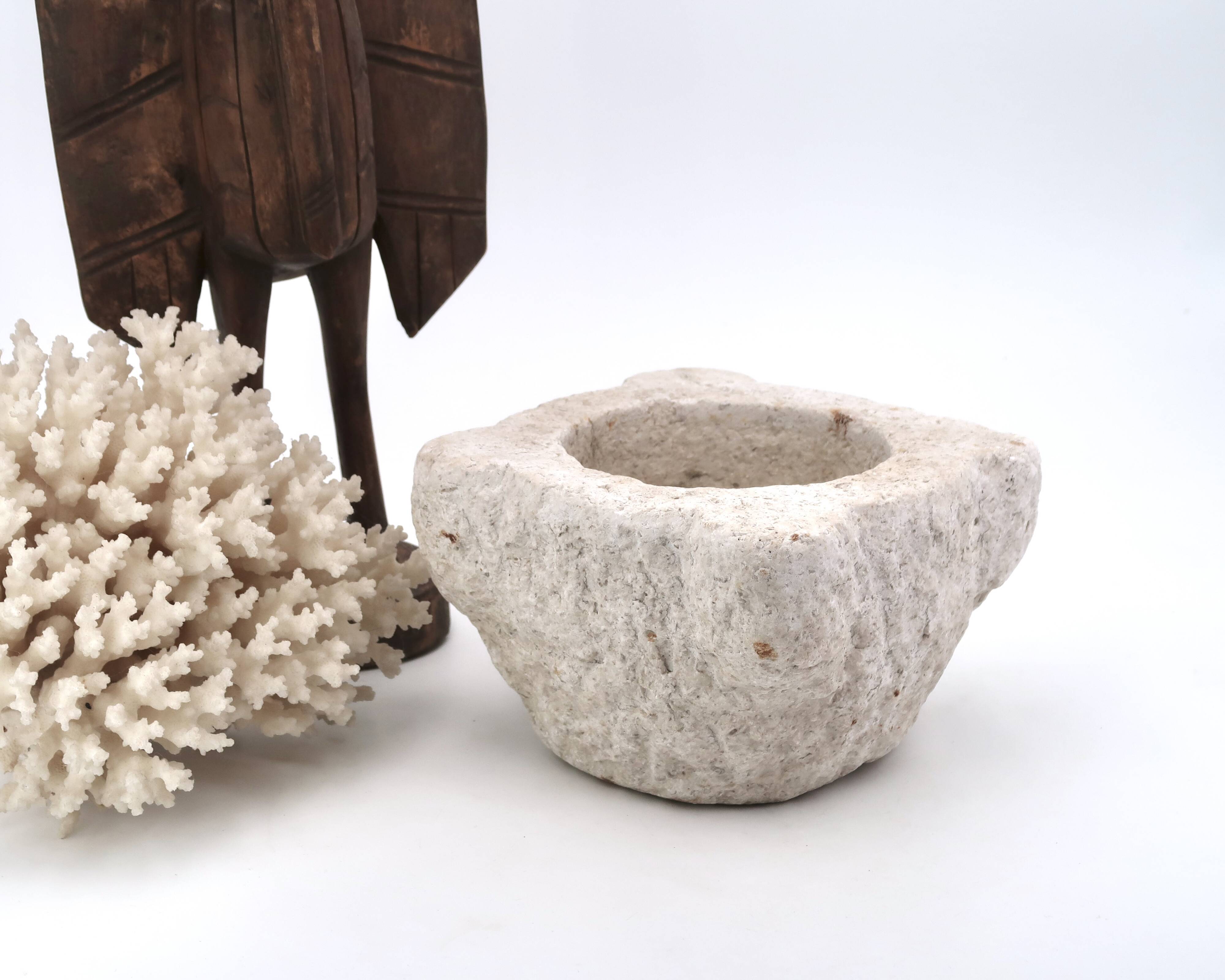 Brutalist mortar carved from stone, 19th century.