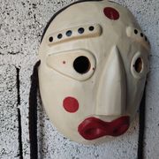 Masque coréen en bois – Souvenir de voyage – Décoration murale artisan