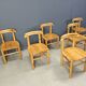 Vintage pine wood dining chairs - 1980s - set of 6