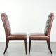 Set of 6 cognac-coloured cow leather Chesterfield dining chairs