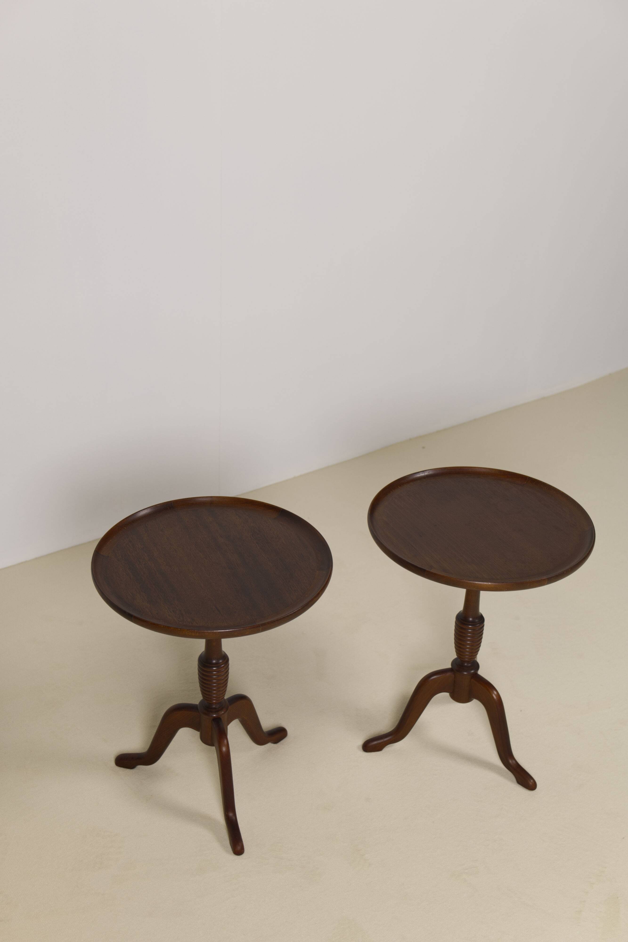 Pair of Mahogany side tables by Anton Kildeberg, Denmark 1960's