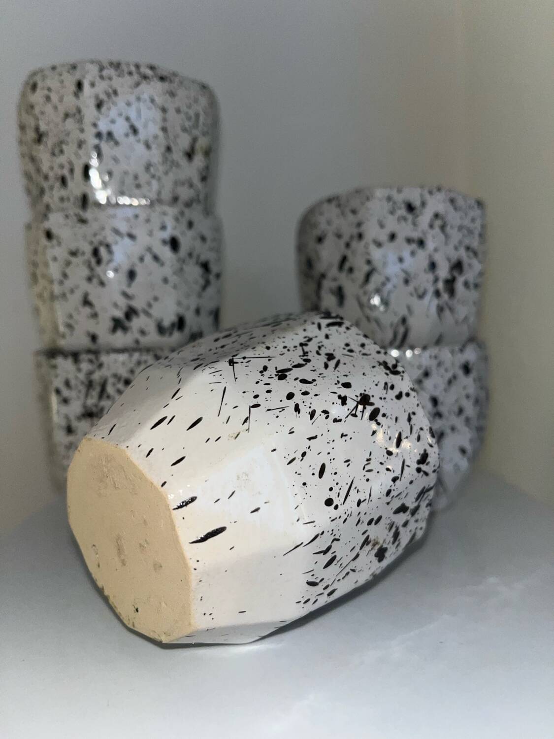 6 speckled ceramic coffee cups