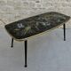 Table basse des années 50, décor oiseaux tropicaux