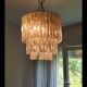 Mazzega two-tone glass chandelier twisted 1960
