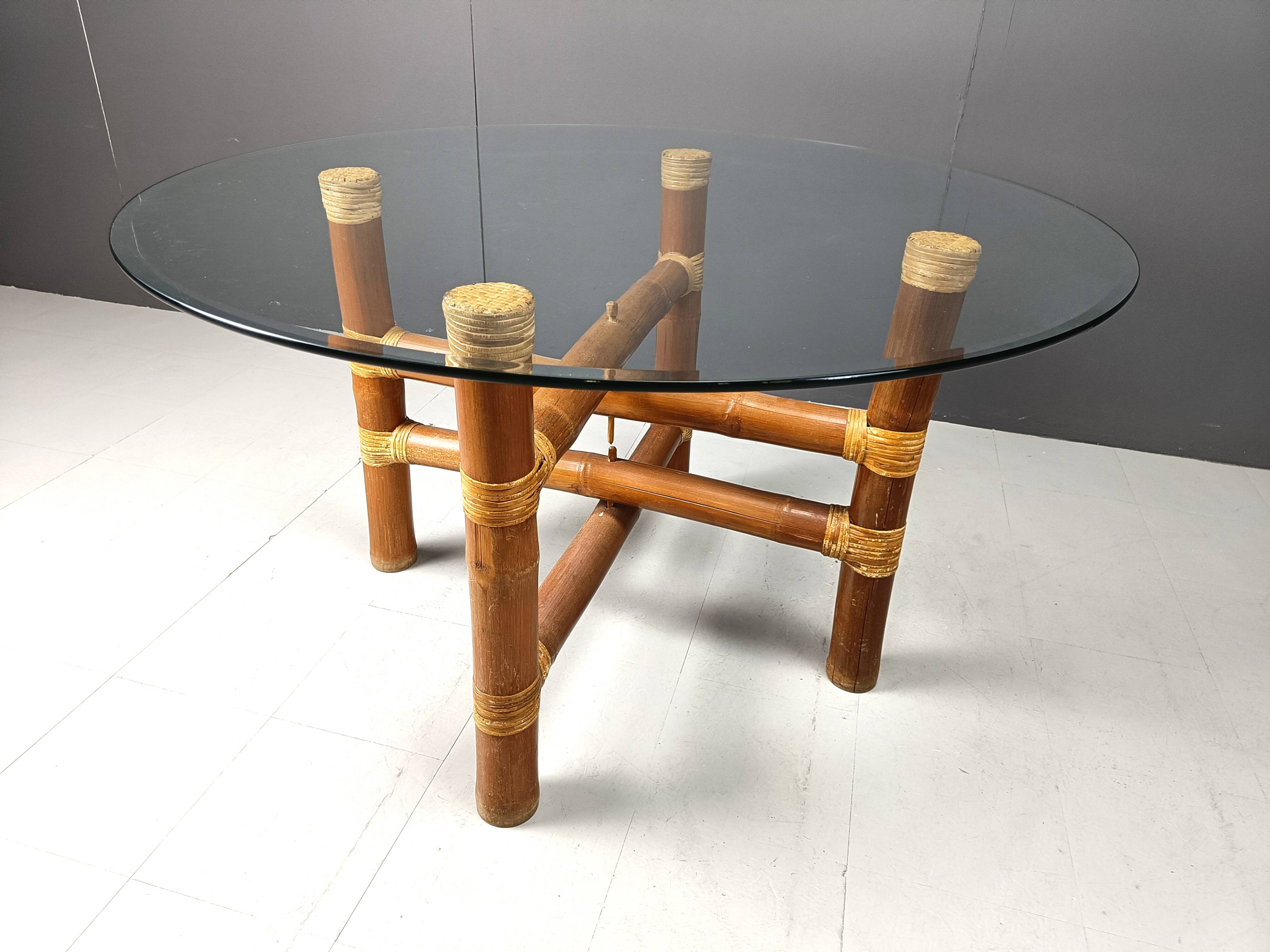 Vintage bamboo dining table, 1970s