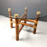 Vintage bamboo dining table, 1970s