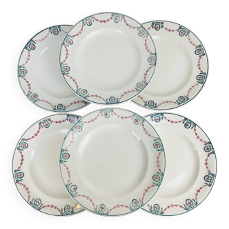 6 assiettes plates terre de fer de Longwy