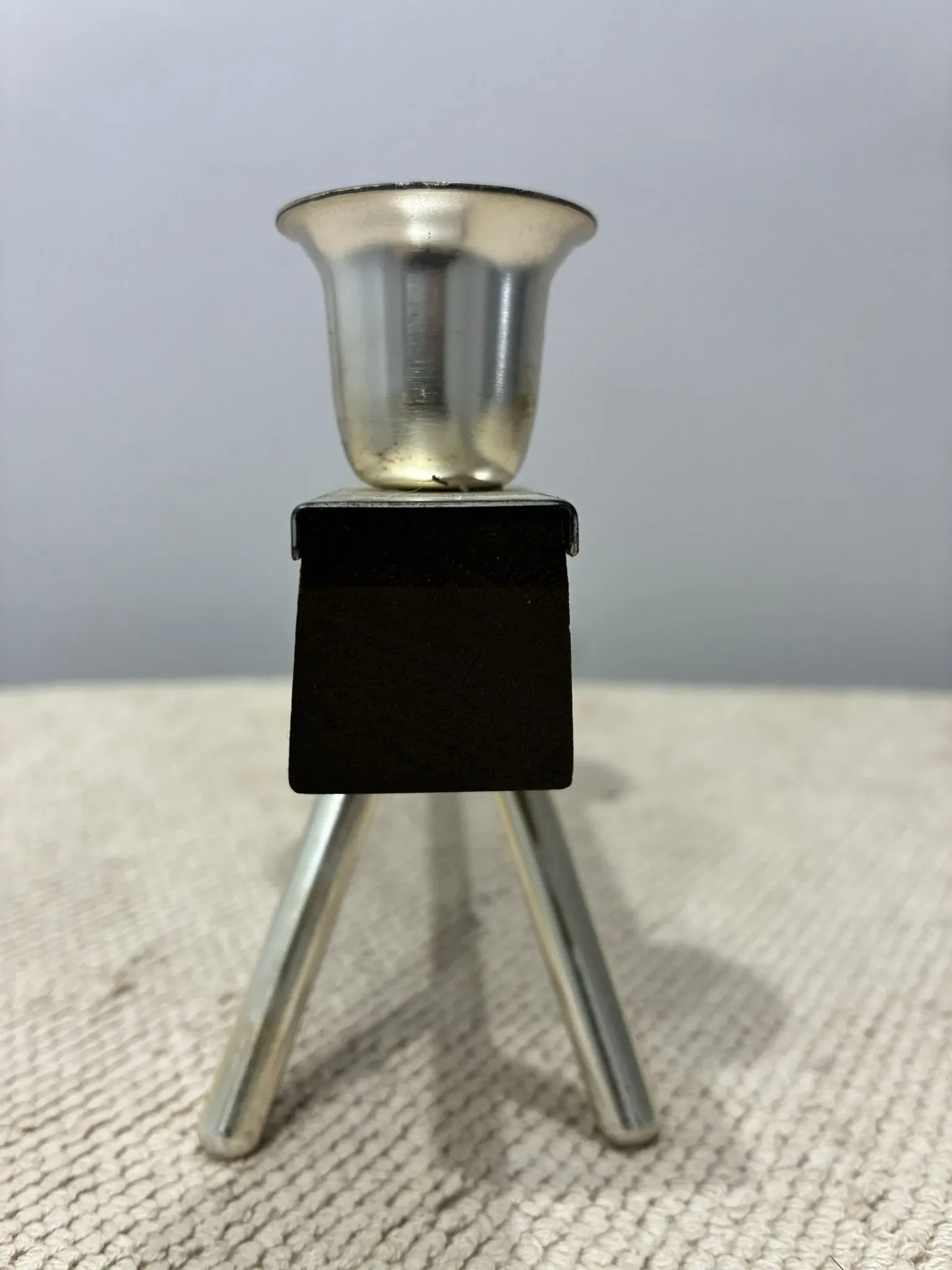 BSF teak and silver-plated candle holder for three candles, 1960s
