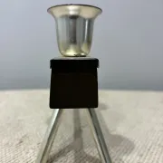 BSF teak and silver-plated candle holder for three candles, 1960s