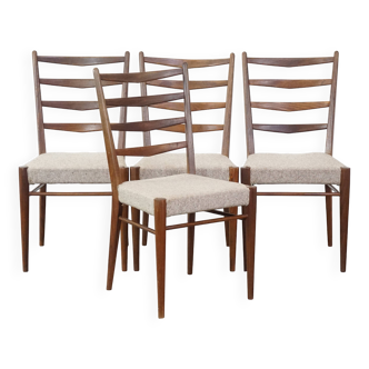 4 chaises de salle à manger en teck, années 60