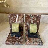 pair of marble and onyx Art Deco bookends