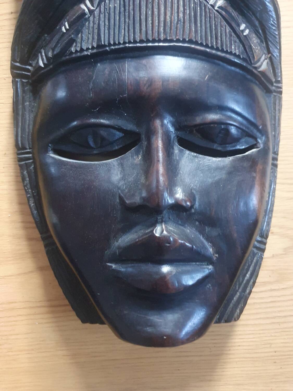 African ceremonial mask in handmade ebony wood