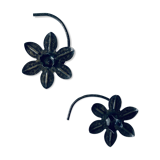 Pair of iron water lily candle holders