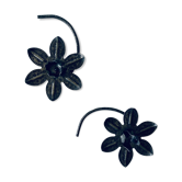Paire de bougeoirs nénuphar en fer