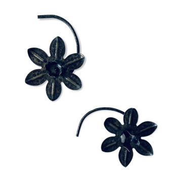 Pair of iron water lily candle holders