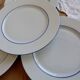4 vintage dessert plates white porcelain with blue trim