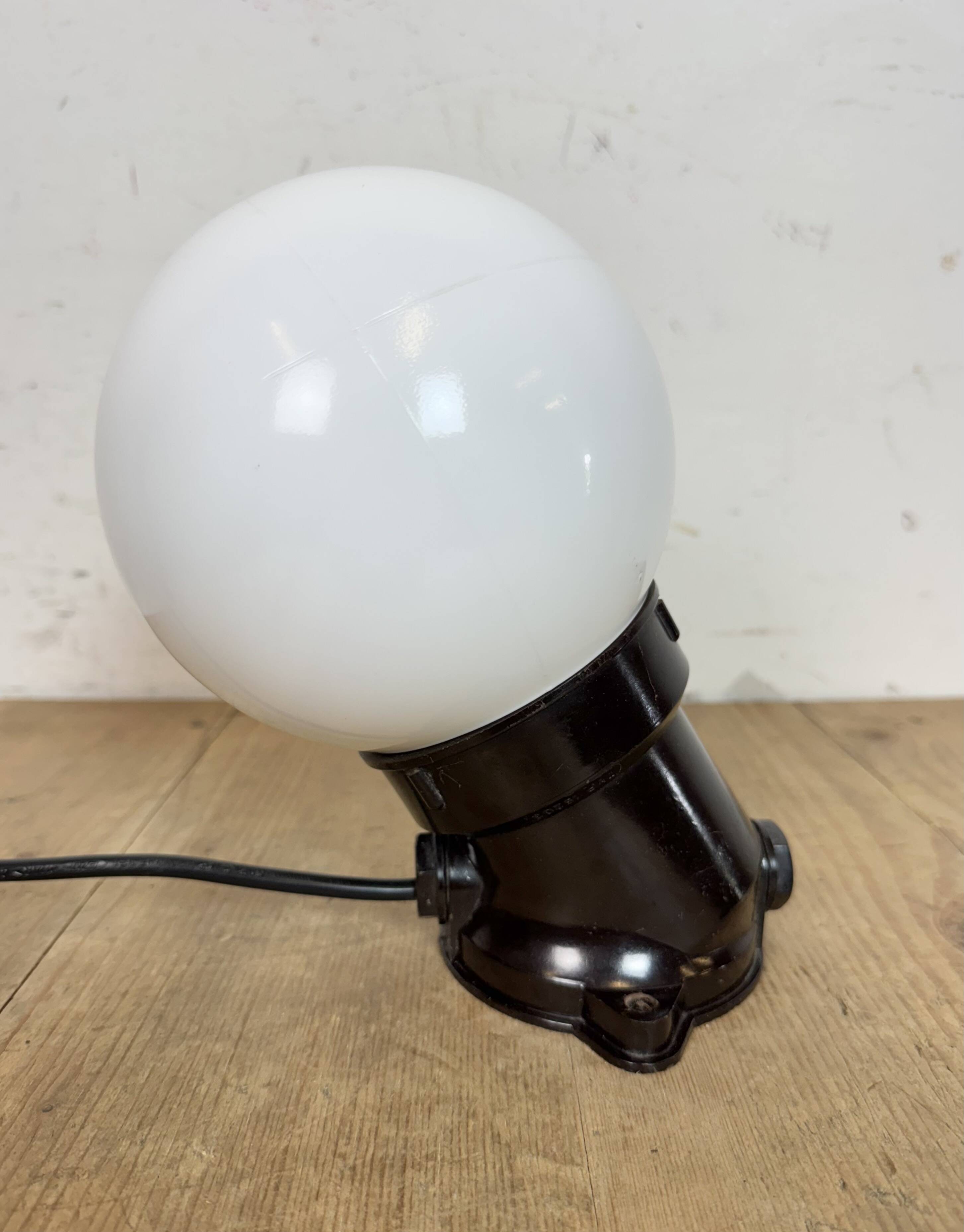 Vintage Brown Bakelite Wall Light with Milk Glass, 1970s