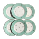 6 flat mint plates and golden flowers