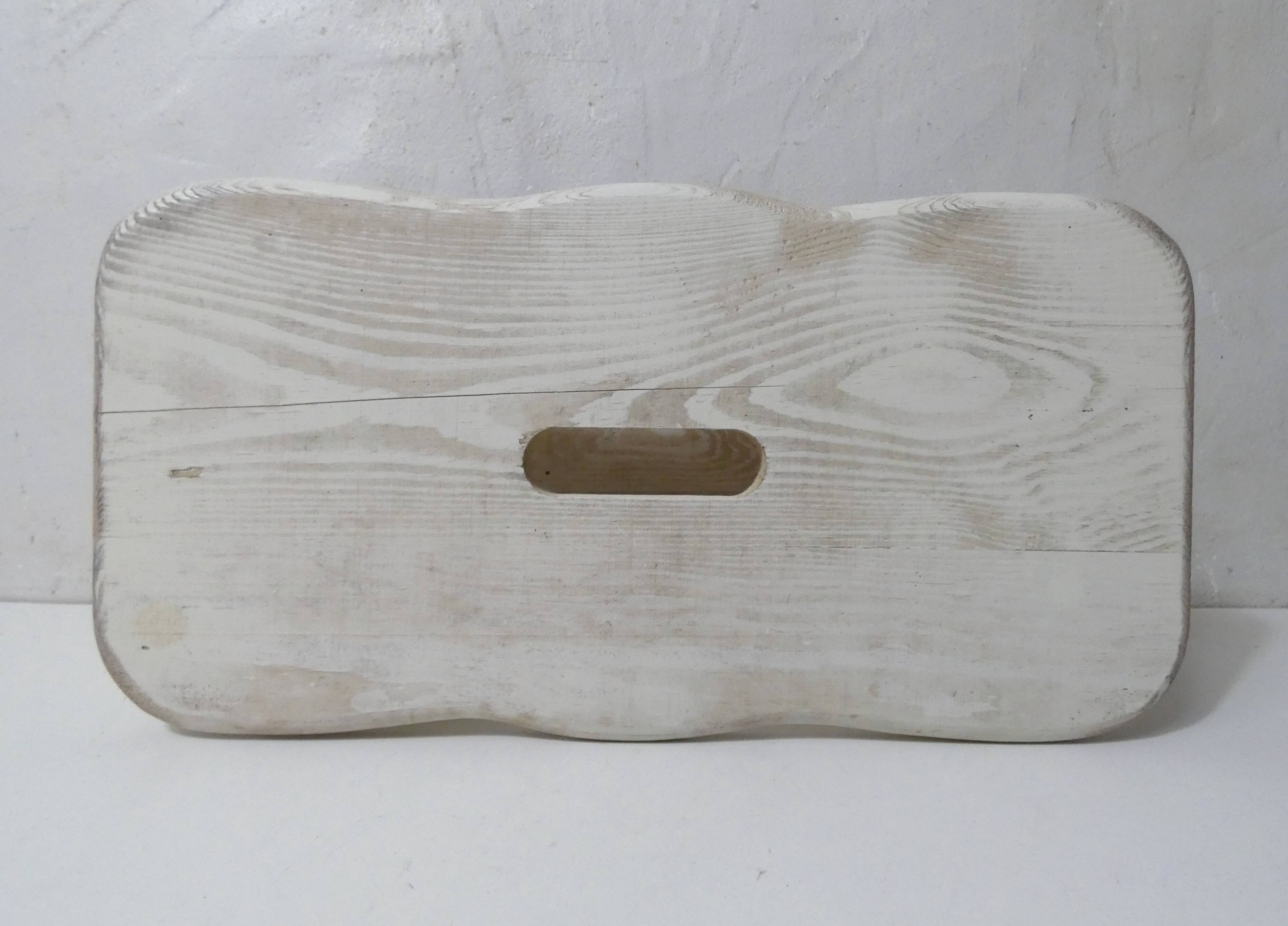 old small white patinated wooden bench vintage step stool