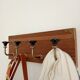 Wall coat rack with 4 hooks – Grooved wood and black ceramic
