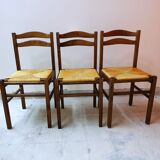 Set of 3 wooden dining chairs
