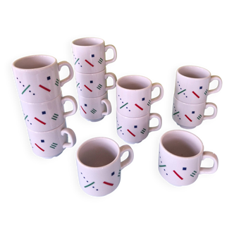 Set of 12 Postmodern Memphis cups by Royal Mosa Maastricht, The Netherlands