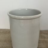 Cylindrical white earthenware pot - Creil and Montereau