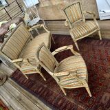 Salon de style Louis XVI,  canapé et deux fauteuils