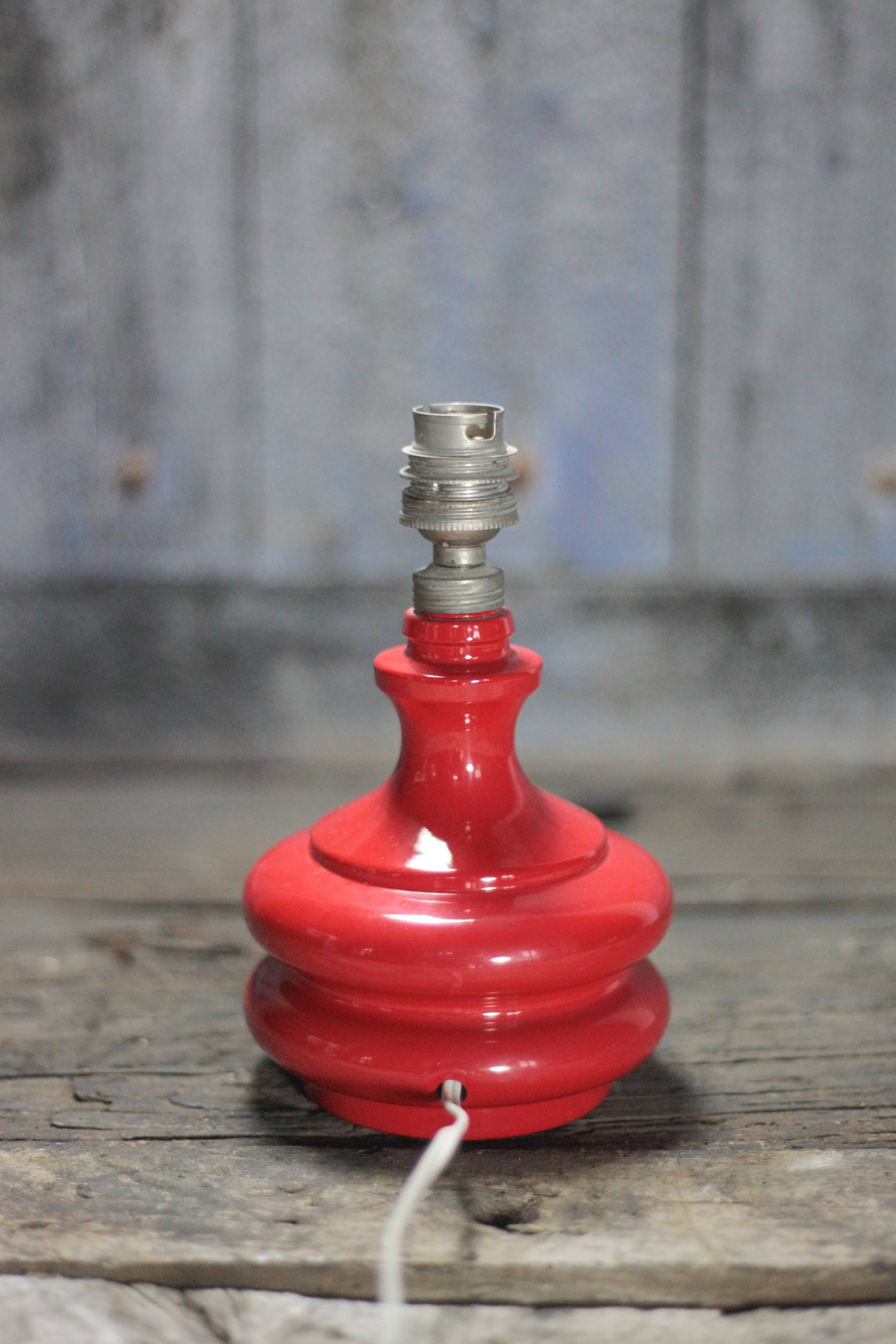 Vintage red glass lamp, table lamp, bedside lamp.