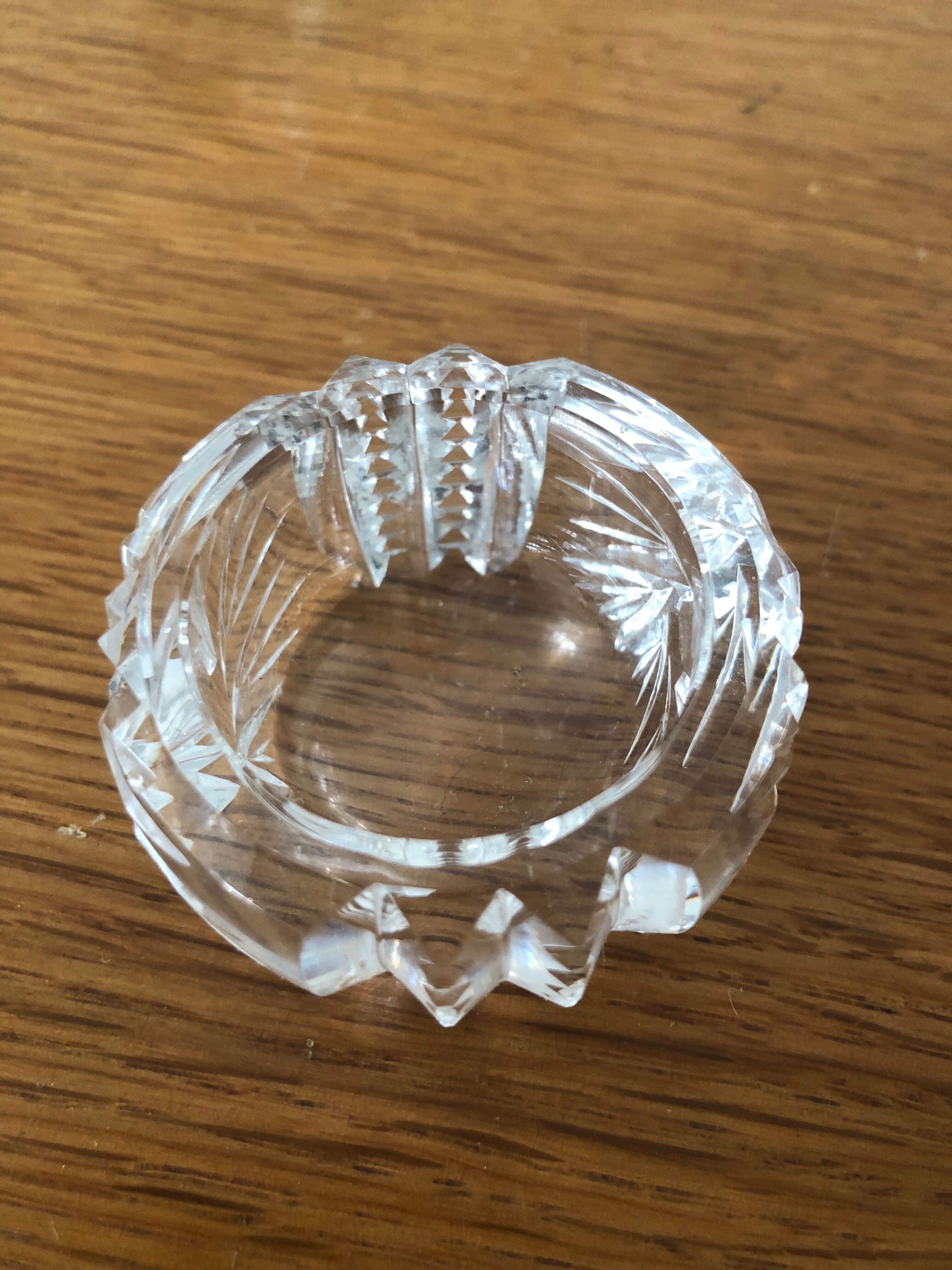 3 cut glass candle holders