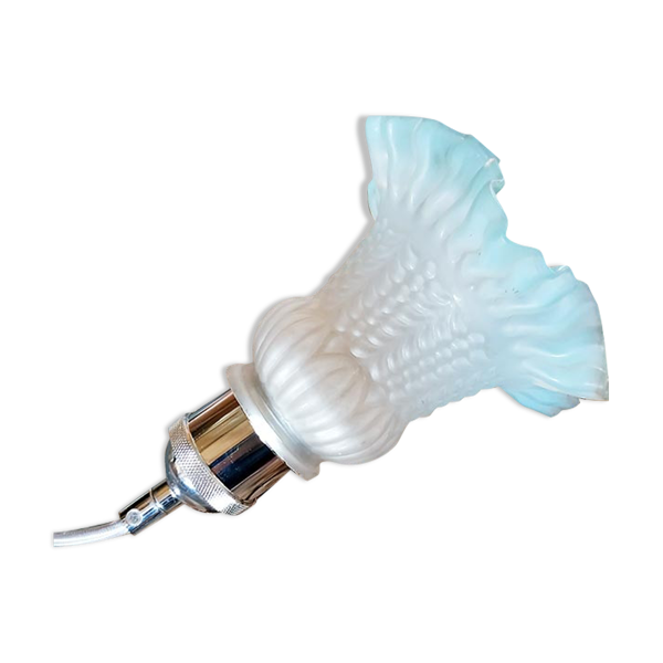 Suspension opaline tulipe dentelle bleue — Beyit