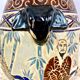Glazed ceramic vase of the School of Bien-Hoa, Decorations of sages, circa 1930
