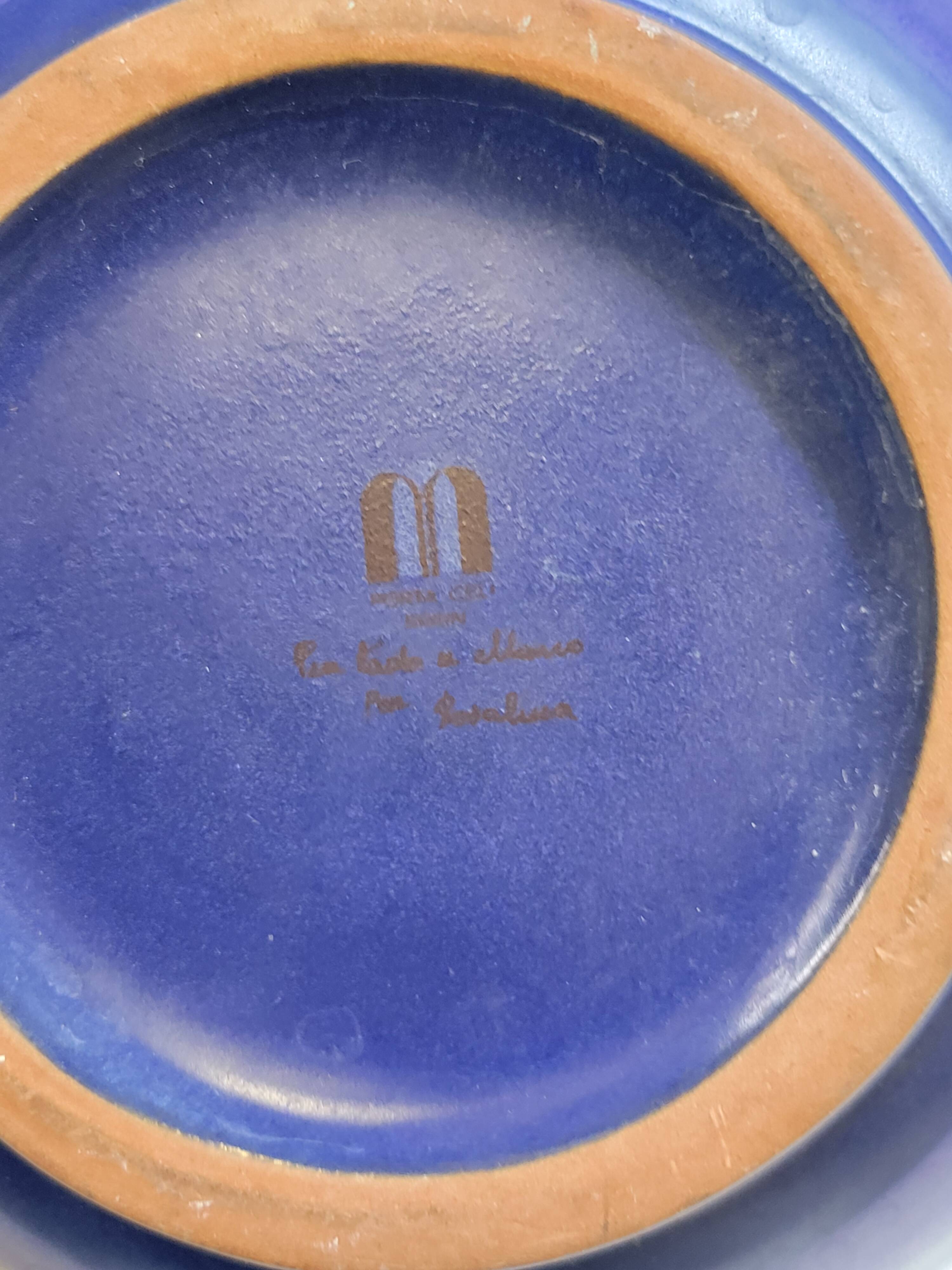 Vintage blue ceramic jug pitcher Porta Celi Spain