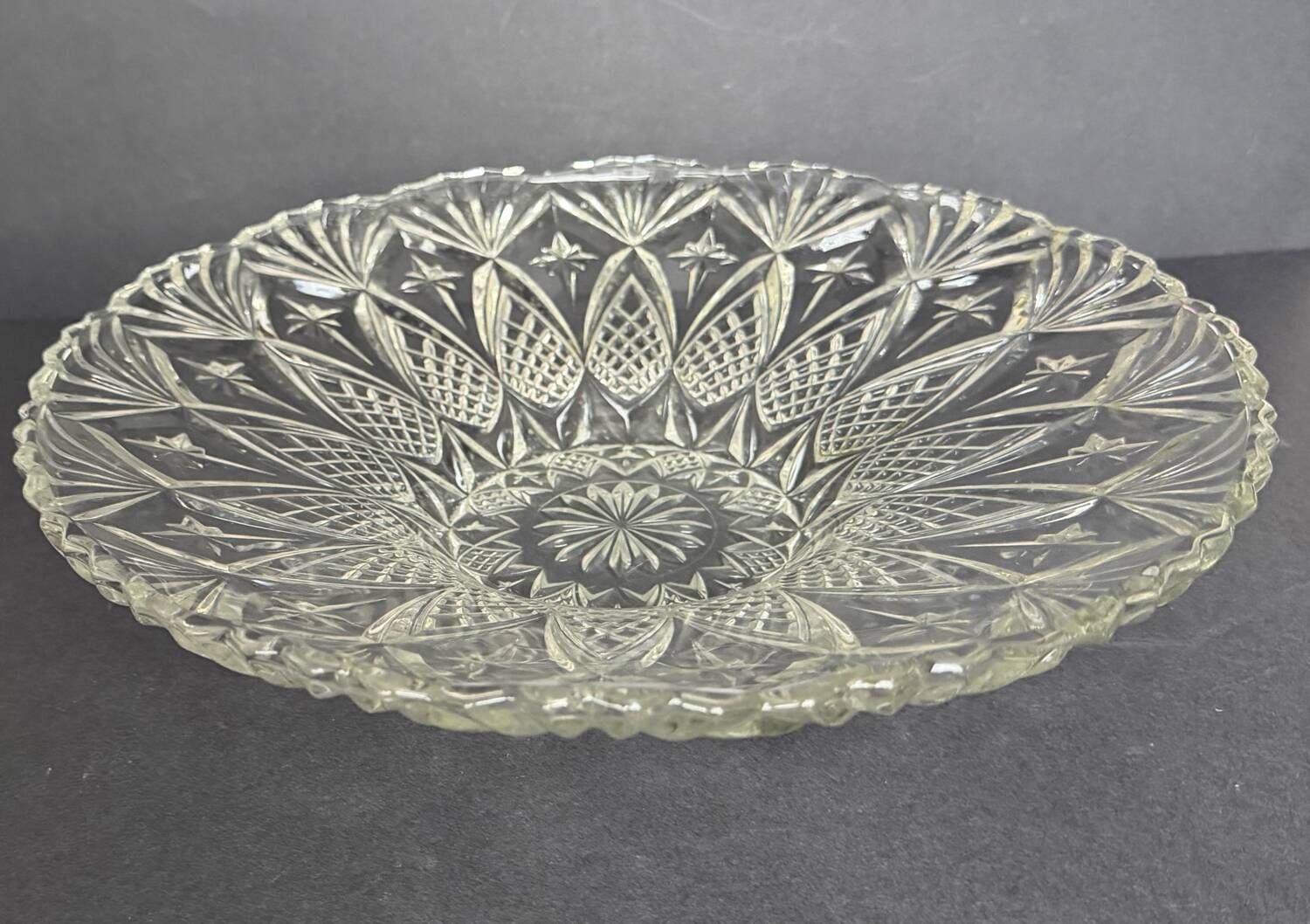 Large antique moulded glass bowl