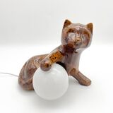 Vintage ceramic cat lamp, 1960s-1970s