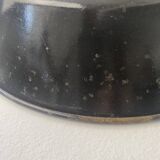 Ancienne suspension industrielle en email noir  40 cm