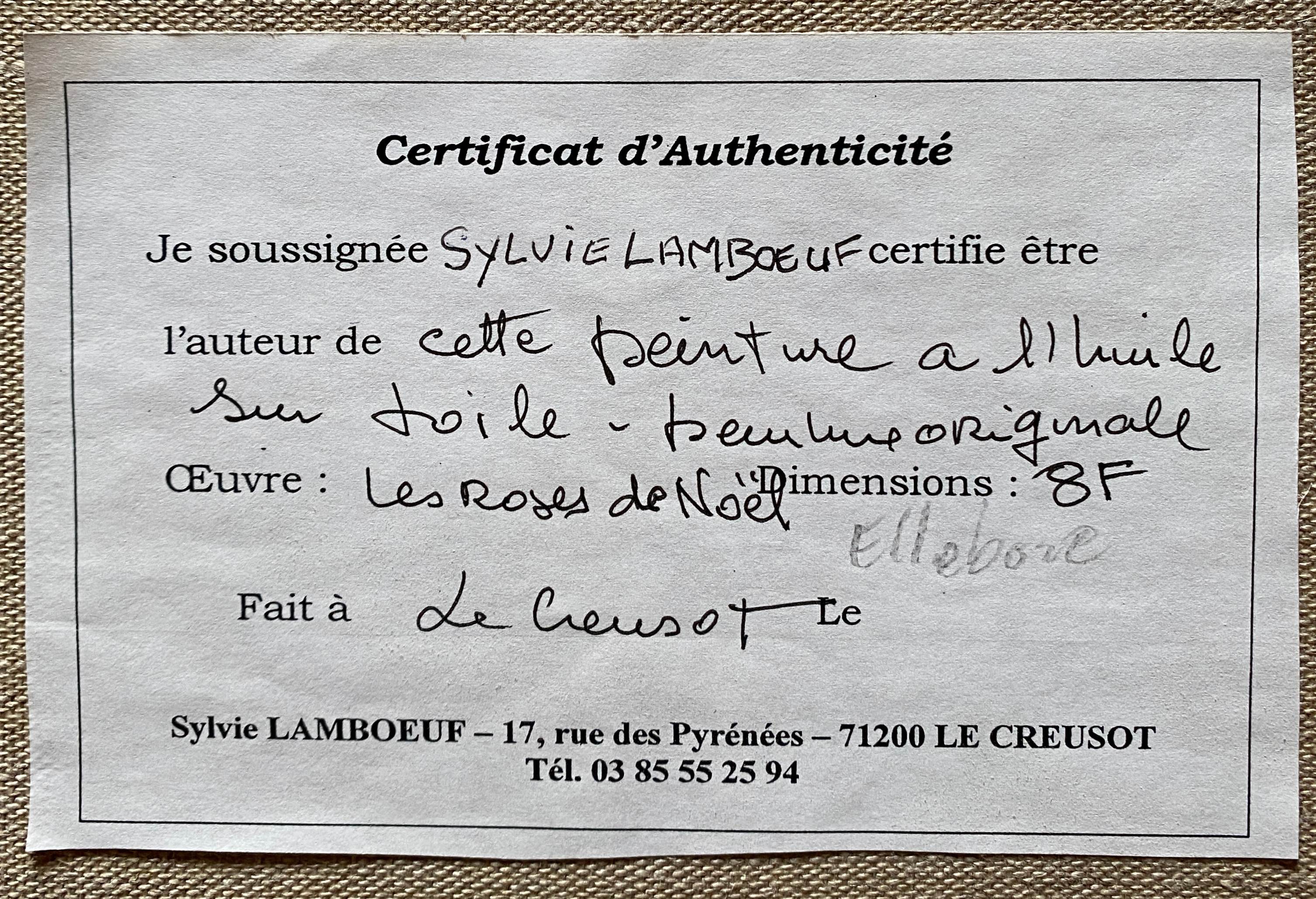 Table HST "Christmas Roses" Flowers Ellébores signed Sylvie Lamboeuf