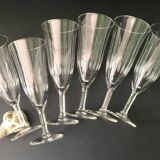 6 chiseled glass champagne flutes