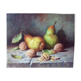 Still life in oil on canvas frame, 3F format 27x22 cm