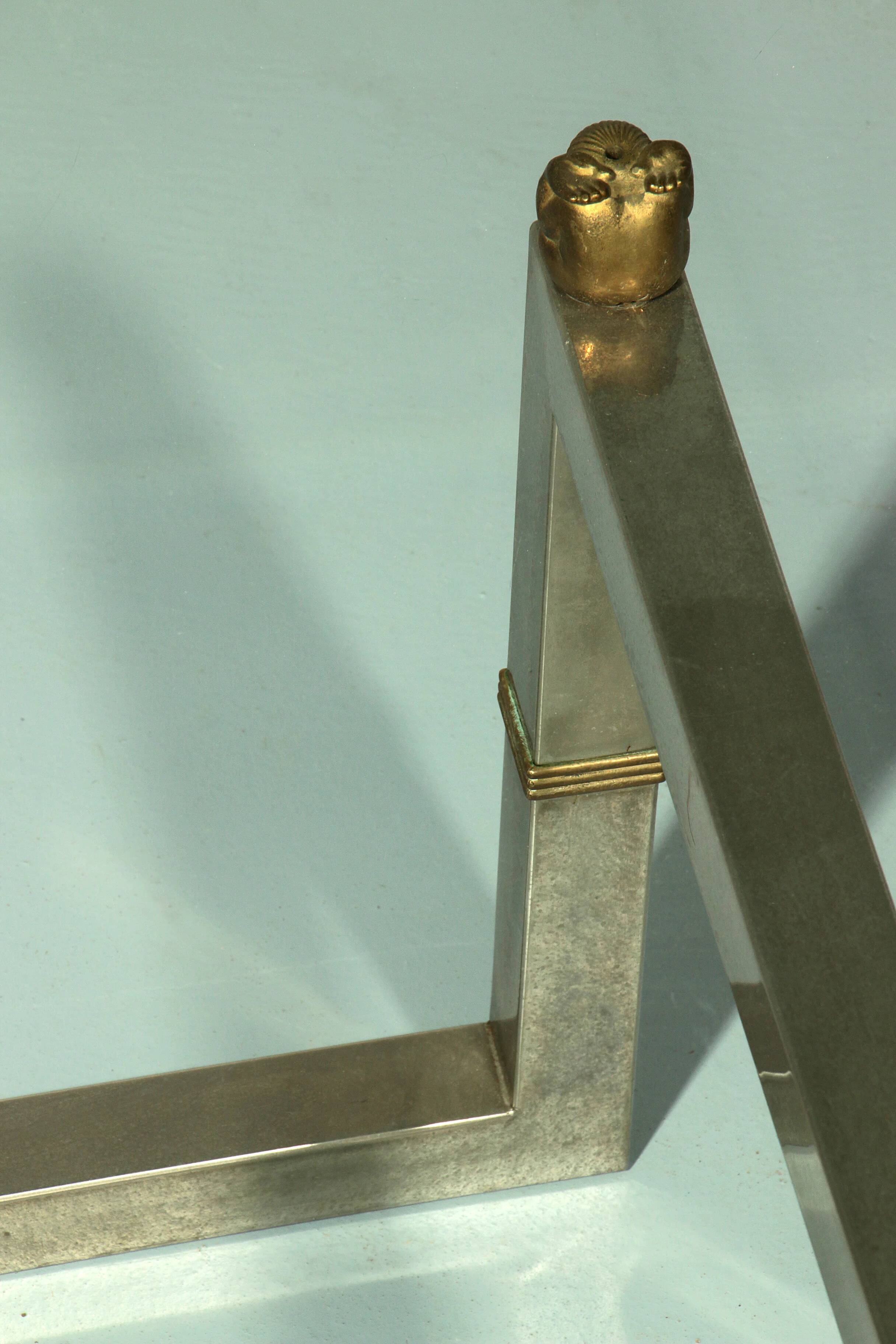 Peter Ghyczy glass coffee table with stainless steel frame Biri T29