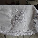 Old linen tablecloth 170 x 165 hand embroidered