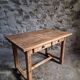 Vintage pine kitchen table or desk with two drawers – 1950s