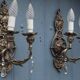 Italian Hollywood Regency Crystal Wall Lights – Silvered Metal Double Arm Light