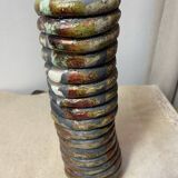 Raku ceramic tubular vase